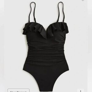 JCREW Matte ruched one piece swimsuit with ruffles Sz 2 NWT